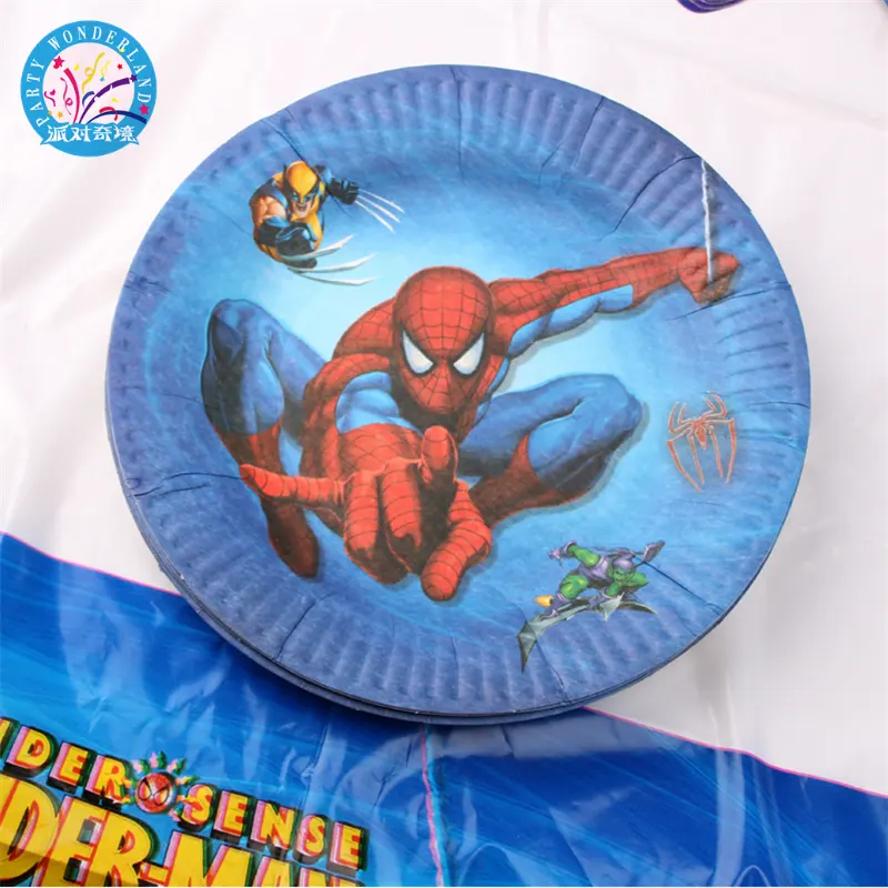 China factory personalized artwork differ shape kids birthday party supplies cartoon spider leo party decoration paper plate