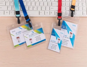 Porta cartão de identificação impermeável, plástico macio transparente pvc porta-cartão de identificação de negócios
