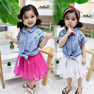 Migliori Articoli di Vendita di Estate 2 Pezzi Set Le Ragazze Vestiti Del Bambino T-Shirt Bambini Dei <span class=keywords><strong>Jeans</strong></span> Vestito Da Distributore Indonesia - Product Image 2