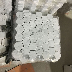 30x30 <strong>Hexagon</strong> Carrara White <strong>Marble</strong> Mosaic <strong>Tiles</strong> - Product Image 4