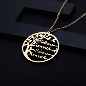 Nome personalizzato <span class=keywords><strong>Famiglia</strong></span> Albero Della <span class=keywords><strong>Collana</strong></span> Per Le Donne In Acciaio Inox Gioielli Personalizzati Regalo Di Natale - Product Image 2