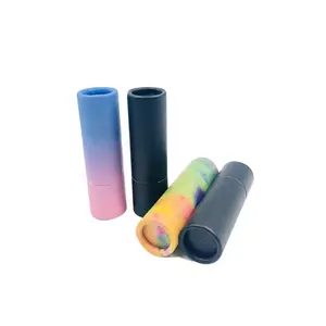 Tubo vacío de Papel kraft para pintalabios, protección ambiental, negro, contenedor de brillo de labios kraft, tubo de papel redondo para bálsamo labial