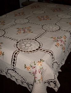 <span class=keywords><strong>Nappe</strong></span> en dentelle au crochet 100% coton avec broderie à la main - Product Image 5