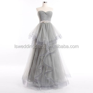RSM6673 Real correa moldeada larga de múltiples capas de volantes vestido de fiesta 2016 nueva moda vestido de fiesta vestido de - Product Image 3
