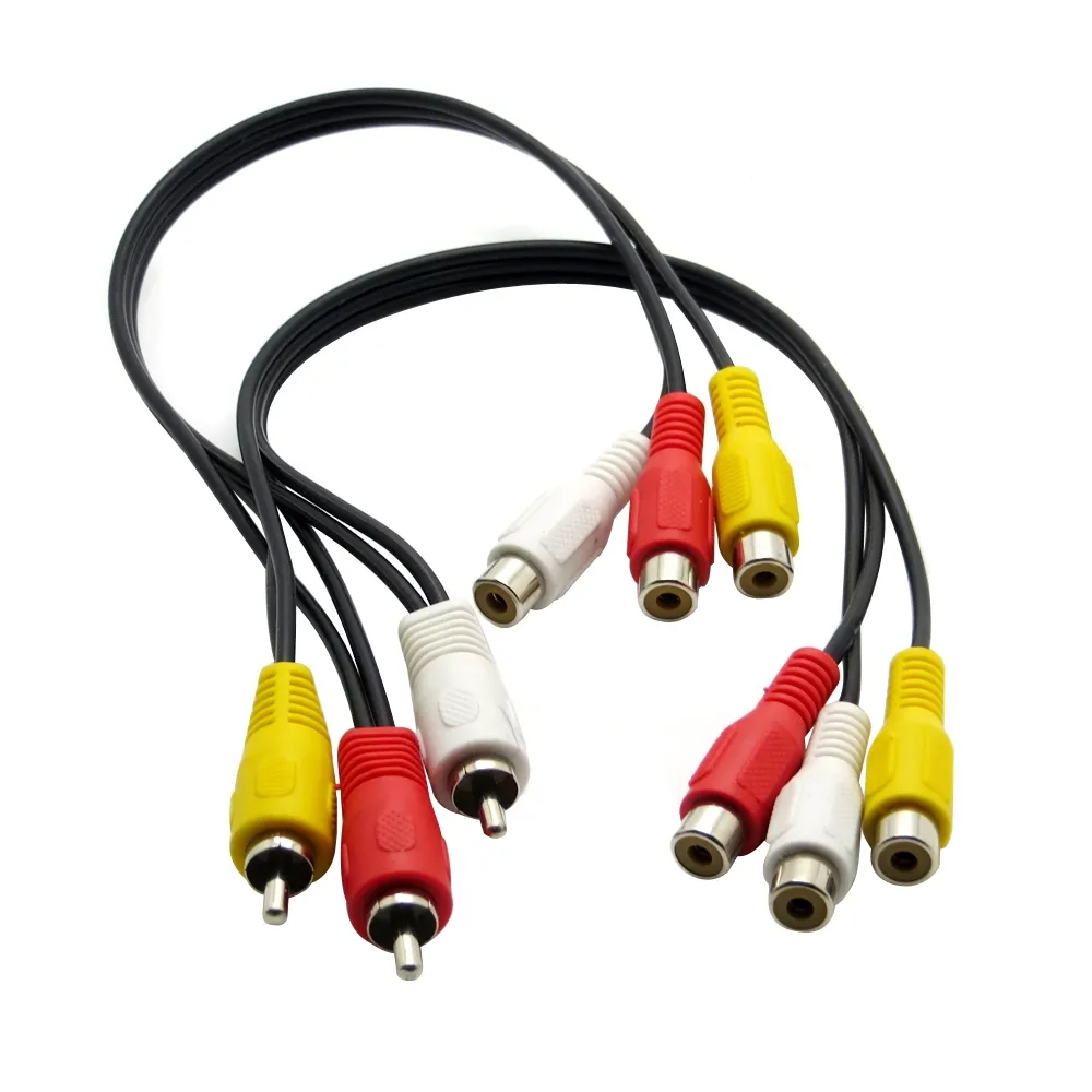 3RCA Male Jack to 6 RCA Female Splitter Audio Video AV TV DVD Adapter Cable