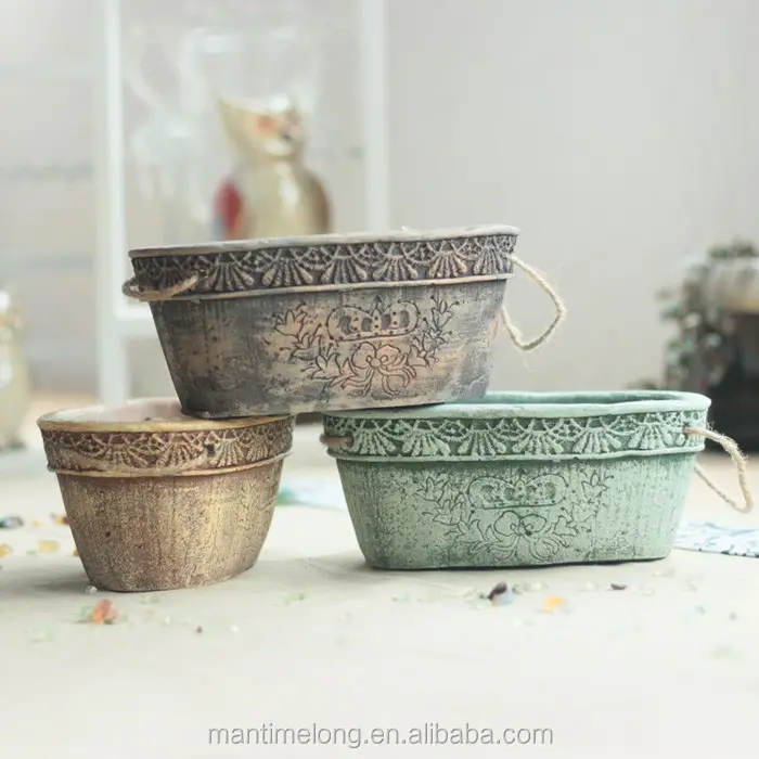 creative Wide Mouth Vintage cement look succulent plants in flower pots flower pot molds