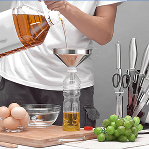 Funil de Aço Inoxidável 304 de Grau Alimentício com Filtro para Óleo, Vinagre, Vinho, Líquidos e Ingredientes Secos - Product Image 6