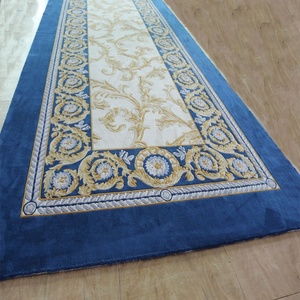 Moquette murale en laine bleu marine à motif floral <span class=keywords><strong>d</strong></span>écoupé, utilisée pour les hôtels, en coton européen, toile de coton personnalisée - Product Image 4