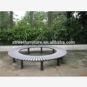 Banco Redondo de Jardín para Exteriores de Metal y Madera Plástica Reciclada - Product Image 2