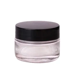 jar recipiente de vidro em pó Suppliers-Vidro boca larga 50ml recipiente cosméticos com tampas pretas para pós e pomadas