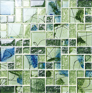 Azulejos de mosaico de cristal para baño, mezcla de cerámica verde - Product Image 1