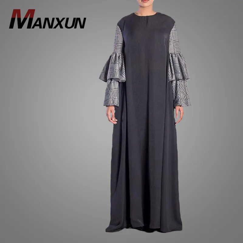 Abaya projeto novo padrão francês com preto manga comprida modest vestido dos muçulmanos vestuário islâmico mulheres abaya.