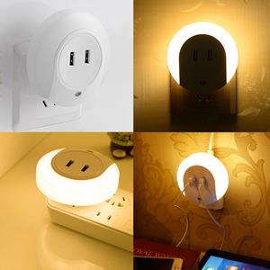 Đèn Ngủ LED Cảm Biến 2 Ổ Cắm Sạc USB Sạc Điện Thoại Di Động 110V 220V 0.5W Đèn Ngủ LED Có Cảm Biến - Product Image 6