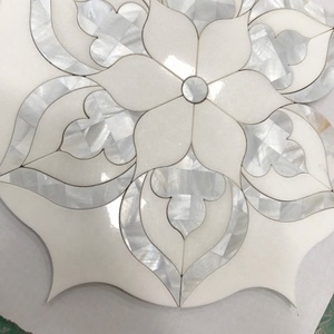 Mosaico di marmo bianco fiore a getto d'acqua per la sala della parete - Product Image 4