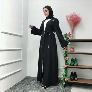 2019 Baru Koleksi Kimono Abaya Eid Ramadan Crepe Muslim Wanita Dress Baru Model Abaya Di Dubai