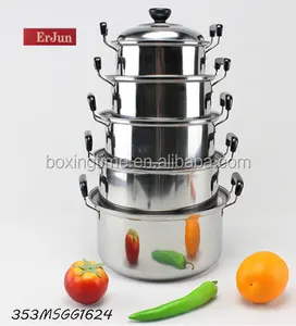 Pentole 5PCS in Stile Americano Ad Alta Pan Pentola di Acciaio inox E Pan di Vendita Con Manico In Bachelite