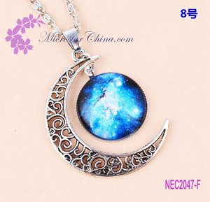 Joyería al por mayor Collar de Gargantilla Más Nuevo Cristal Precioso Colgante Cadena de Plata <span class=keywords><strong>Luna</strong></span> Galaxy - Product Image 1