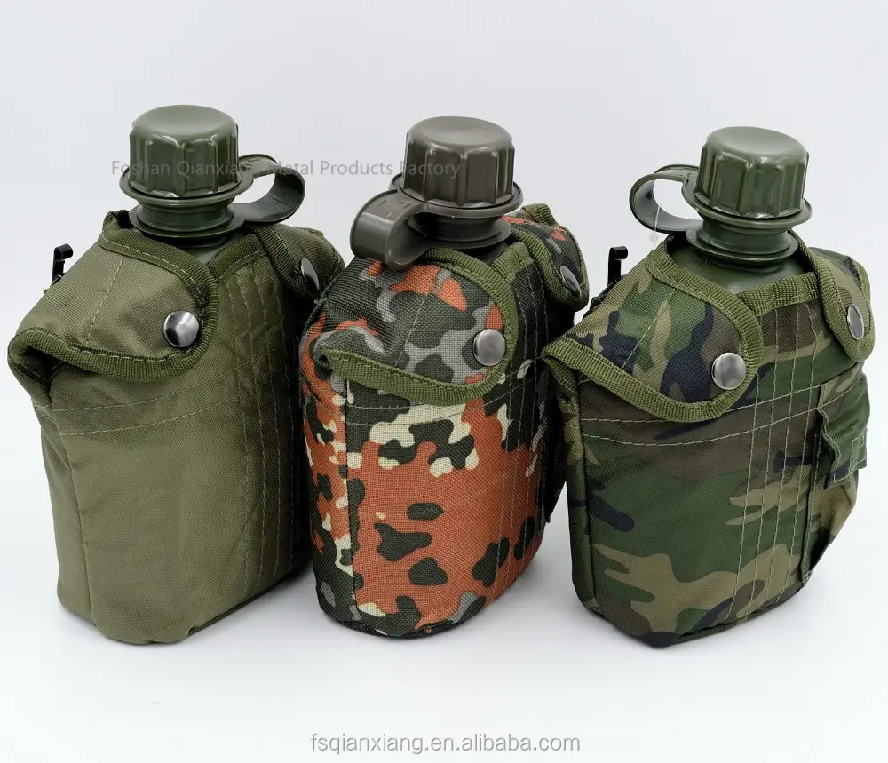 Nueva calidad de la llegada de tipo ejército cantimplora militar con atractiva cubierta manta Americana botella de agua