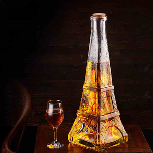 50 ml 200 ml 350 ml Usine pas cher prix tour eiffel en forme de <span class=keywords><strong>vin</strong></span> bouteille en verre bouteilles de jus avec bouchon en liège - Product Image 3