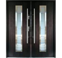 Porte intérieure moderne à double battant en bois massif avec vitrage intégré