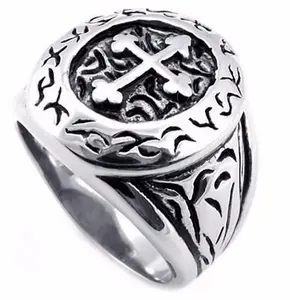 più popolare stile occidentale in acciaio inox sigillo anello croce