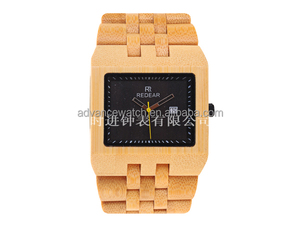 Venta al por mayor TV sombra 100% toda la madera reloj con grabado índices en bisel. impermeable de bambú del reloj para hombre - Product Image 2