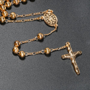 NX480 Huilin gioielli <span class=keywords><strong>oro</strong></span> sacro 6mm collana croce cattolica croce giesus Maria collana <span class=keywords><strong>rosario</strong></span> croce per la preghiera - Product Image 1