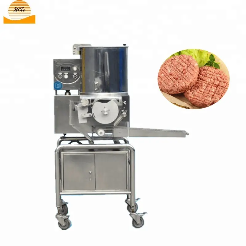 स्वचालित हैमबर्गर पैटी बनाने की मशीन बर्गर पैटी बनाने की मशीन मांस प्रसंस्करण 200-300kg/एच बिजली 100% Pcs/मिनट