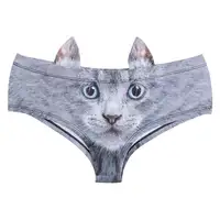 Hot Sales New 3D Printing Polyester Women's Panties British Cat Sexy Panties With Ear Fashion Girls Panties