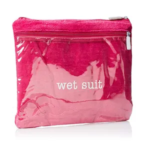 Wet Swimsuit Bag Premium Bra Wash Bags for Lingerie Wet Suit Compartment Women's Travel Terry Bikini Bag