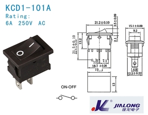 KCD1-101A 2pins ON-OFF <span class=keywords><strong>10A</strong></span> 250V AC chuyển kcd1 Mini Rocker thông minh Rocker chuyển đổi - Product Image 3
