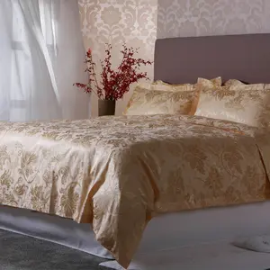 China Luxury Jacquard Glistening Organic Silk Bed Sheets For 5 Stars Hotel