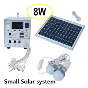 8 W taşınabilir mini şarj edilebilir ev aydınlatma güneş enerjisi sistemi için küçük ev kapalı açık güneş