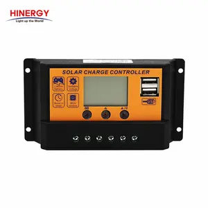 Hinergy controlador de carga solar, 12v 24v 10a 20a 30a lcd regulador de carga de íon-lítio regulador solar para bateria de íon de lítio