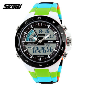 Dual <span class=keywords><strong>Time</strong></span> colorful man and lady's sport watches bracelet - Product Image 1