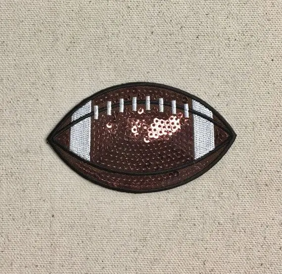 Patch de football à paillettes de haute qualité, patch de football brodé pour manteau, vente en gros, patch personnalisé pour sac/sac à dos, conception de broderie