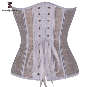 <span class=keywords><strong>Dentelle</strong></span> florale broderie femmes Sexy forte désossé Lingerie de mariée surbuste Corset à lacets <span class=keywords><strong>Bustier</strong></span> avec tasse rembourrée - Product Image 3