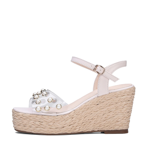 WETKISS precio bajo al por mayor <span class=keywords><strong>transparente</strong></span> blanco zapatos de boda zapatos de novia zapatos de verano alpargatas Sandalias con tacón de cuña - Product Image 4