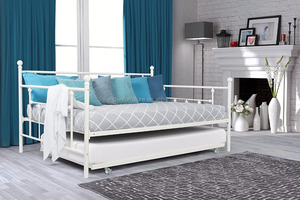 Manila <strong>Metal</strong> <strong>Daybed</strong> and Trundle, Full Size <strong>Daybed</strong> and Twin Size Trundle, Multifunctional, White - Product Image 5