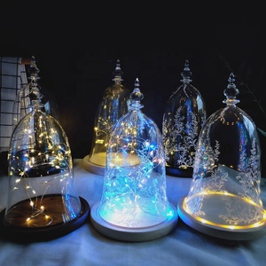 โดมแก้วความงามและสัตว์เดรัจฉานพร้อมฐานไม้ติดไฟ LED สำหรับจัดแสดงดอกกุหลาบคงสภาพ - Product Image 6