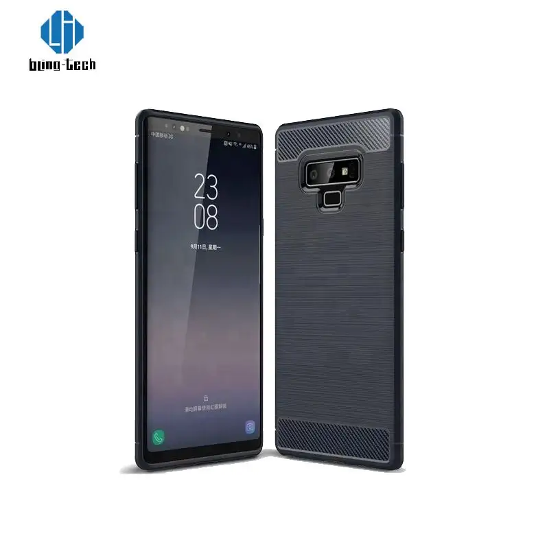 Preto De Fibra De Carbono À Prova de Choque Suave Desenho Caixa Do Telefone Móvel Para Samsung Galaxy Nota 9 Note9 Capa