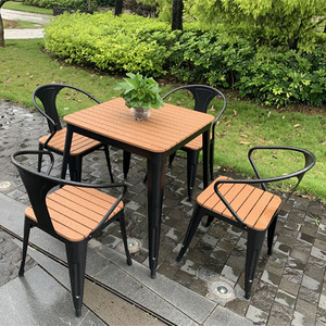Alta calidad fuera de la parte superior de madera de jardín de hierro forjado <span class=keywords><strong>mesa</strong></span> <span class=keywords><strong>y</strong></span> silla - Product Image 3