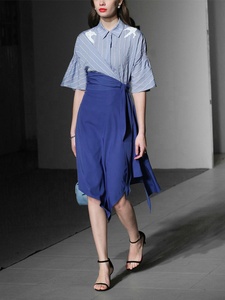 OEM Deux Pièces OL Rayure Blouse <span class=keywords><strong>Bleu</strong></span> Jupe Femmes Jupe <span class=keywords><strong>Costume</strong></span> pour Dame <span class=keywords><strong>Costume</strong></span> d'Affaires - Product Image 2