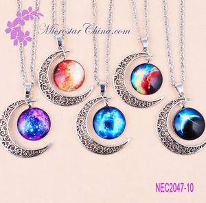 Nuevo 2015 EN STOCK Joyería Al Por Mayor Mujeres Universo <span class=keywords><strong>Galaxy</strong></span> Collar de Luna creciente - Product Image 1