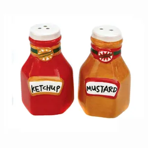 Ketchup mostaza 2 uds botella de coctelera de especias de cerámica para Cocina