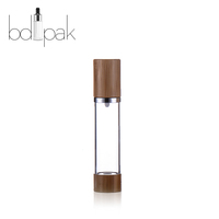 BDPAK Kemasan Kosmetik Ramah Lingkungan dari Bambu Botol Pompa Losion Tanpa Udara Custom 15ml 30ml 50ml 100ml 120ml
