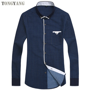 TONGYANG <span class=keywords><strong>uomo</strong></span> moda Casual camicia a maniche lunghe stampata Slim Fit maschile sociale Business camicia <span class=keywords><strong>uomo</strong></span> abbigliamento morbido comodo - Product Image 5
