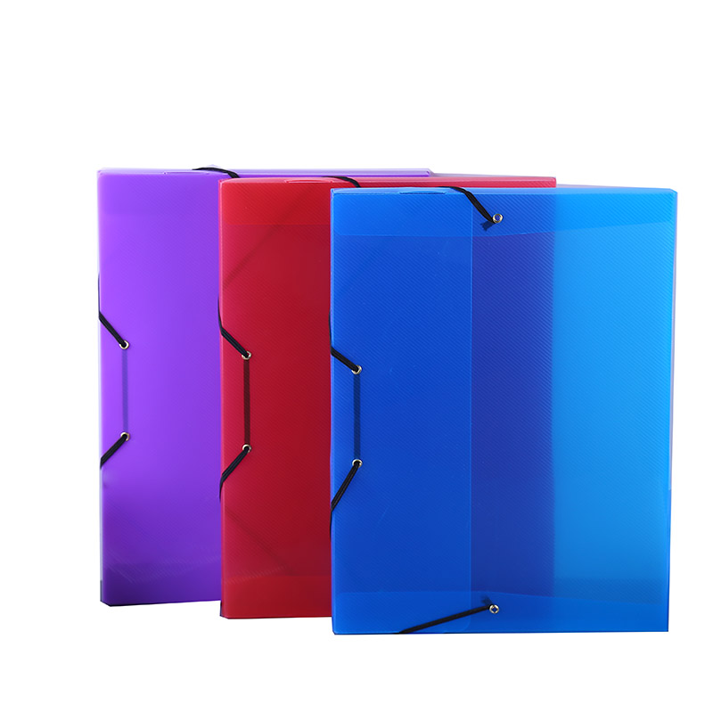 Colorful expanding transparent elastic cord punch hole file folder