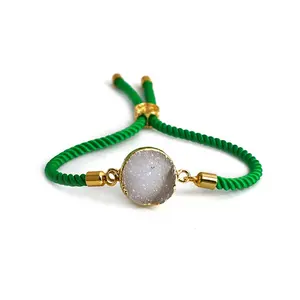 BN4009 handmade adjustable stone bracelet natural agate geode druzy jewelry