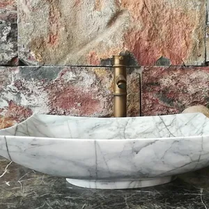 矩形浴室卡拉拉白色大理石石材水槽
